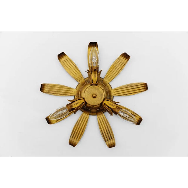 Mid-Century Modern 3-Light Sunburst Ceiling Lamp, Italy, 1960s For Sale - Image 9 of 9