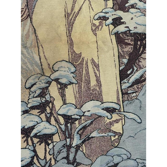 French Aubusson Style Jacquard Tapestry Winter by Alphonse Mucha, 2000s For Sale - Image 4 of 18