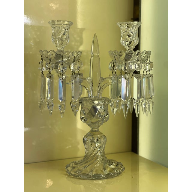 Glass Girandole Chandeliers from Baccarat, 1950s, Set of 2 For Sale - Image 7 of 15