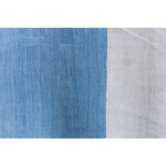 Doris Leslie Blau Vintage Indian Dhurrie White With Blue Flatweave Cotton Rug For Sale In New York - Image 6 of 7