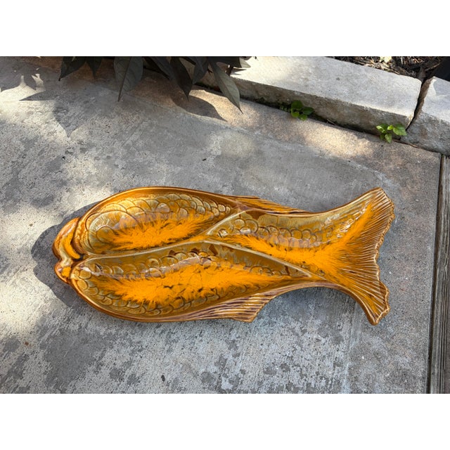 1960s Mid-Century Modern Ceramic Pottery Fish Server Platter by California Originals For Sale - Image 5 of 7