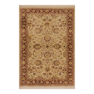 Shabby Chic 1990's Kashan Pak-Persian Beige/Red Wool Rug - 3'2'' X 5'3'' For Sale