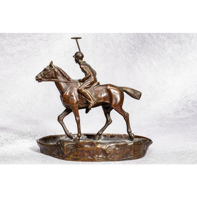 Antique Austrian Bronze Horse Polo Player Statue Sculpture Catchall Equestrian Desk Jewelry Dresser Home Decor For Sale - Image 9 of 17