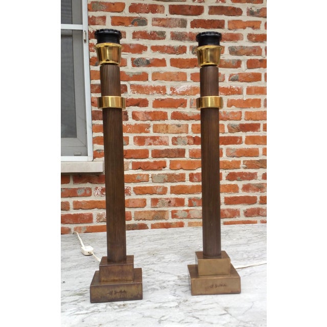 Vintage Bronze Table Lamps by Jean Charles, 1970s, Set of 2 For Sale - Image 4 of 10