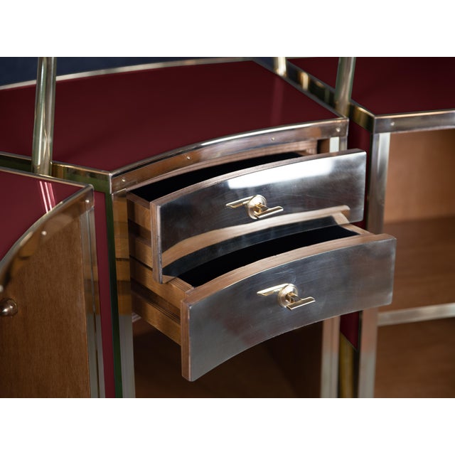 Wood Red Murano Glass and Brass Dry Bar from Justfurnituress SRL For Sale - Image 7 of 10