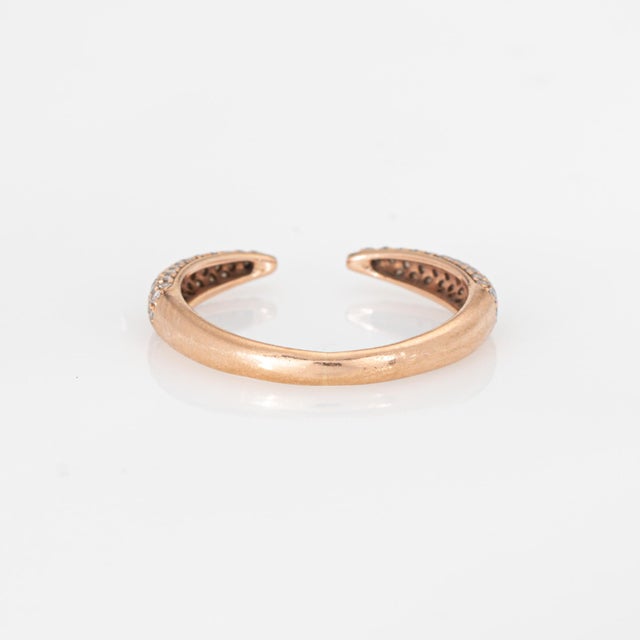 Diamond Claw Ring Size 5.75 Open Pave Band 14k Rose Gold Estate Fine Jewelry For Sale In Los Angeles - Image 6 of 7