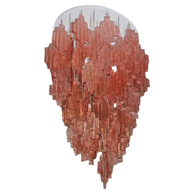 Pink Murano Glass Chandelier from Mazzega, 1970s For Sale