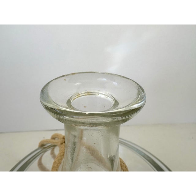 Vintage Nautical-Style Clear Glass Decanter With Rope Accent and Original Stopper For Sale In Orlando - Image 6 of 8