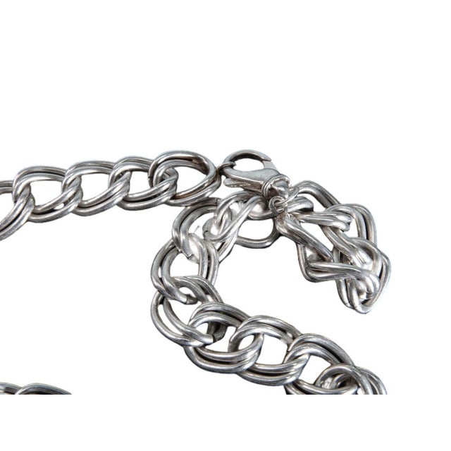 17" 97 gram Sterling Silver Double Chain link necklace For Sale - Image 4 of 7