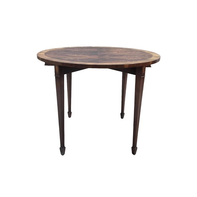 Traditional Vintage Federal Revival Style Flame Mahogany Folding Demilune Flip-Top Table For Sale - Image 3 of 14