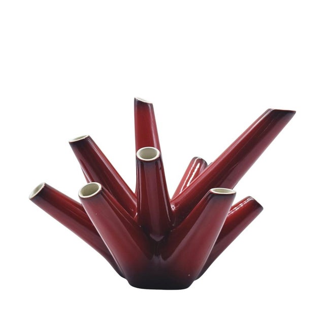 Red Red Ceramic Multi-Flower Vase by Vibi Torino, Italy, 1960s For Sale - Image 8 of 8
