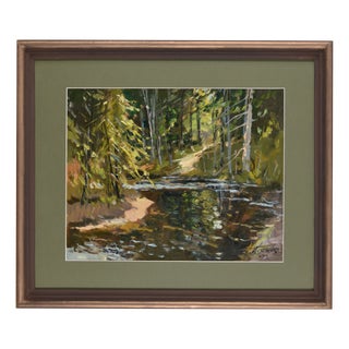 Edgars Vinters, River View, 1992, Oil Painting on Cardboard For Sale