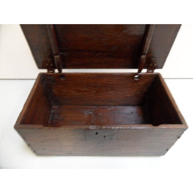 Brown Antique Oak Chest, 1700s For Sale - Image 8 of 12