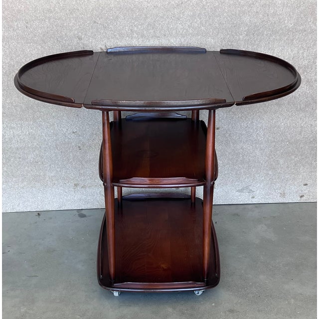 Early 20th Bar Cart With Three Tier and Two Leafs Convertible in Tea Table For Sale - Image 10 of 11