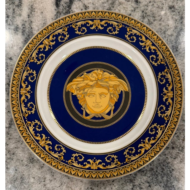 2000 - 2009 Rosenthal Versace Medusa Blue Porcelain Bread & Butter Plate, 7.25” For Sale - Image 5 of 9