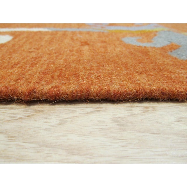 Contemporary 9x12 Maya Kilim Coral Traditional Geometric Flatweave Wool Carpet Rug For Sale - Image 3 of 5