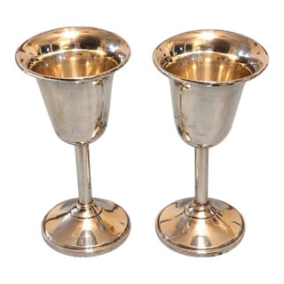 Early 20th Century Hirch Sterling Cordial Goblets - a Pair For Sale