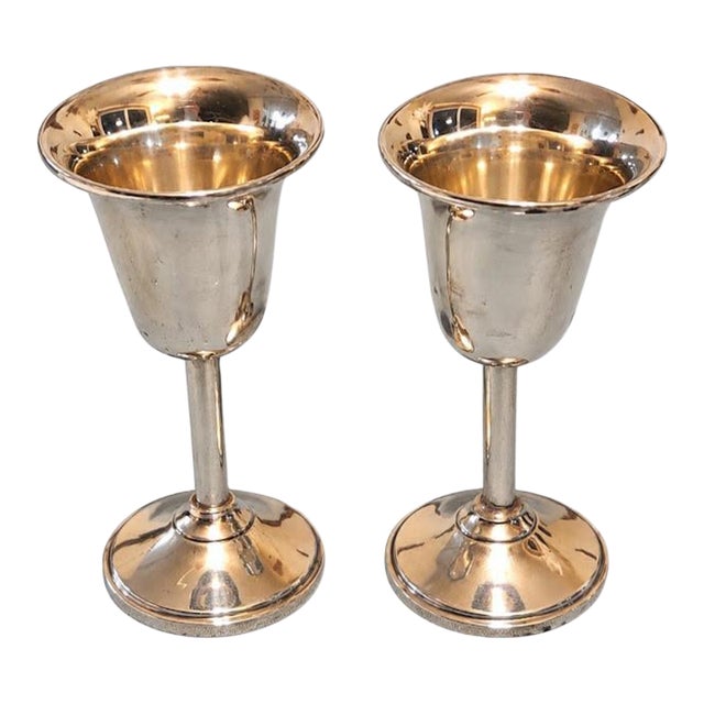 Early 20th Century Hirch Sterling Cordial Goblets - a Pair For Sale