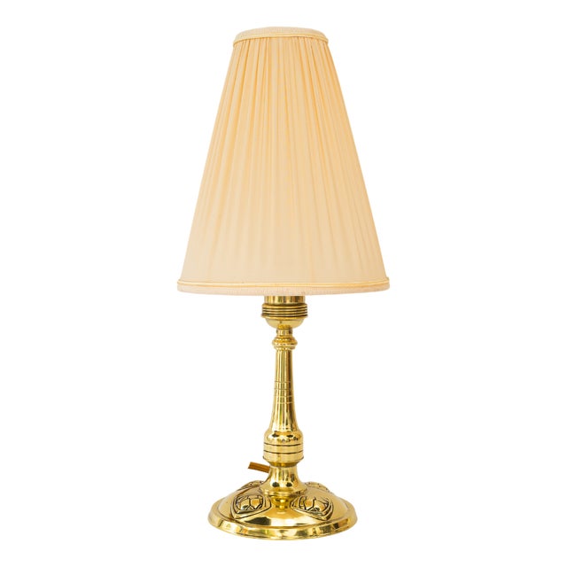 Art Deco Table Lamp with Fabric Shade, Vienna, Austria, 1920s For Sale