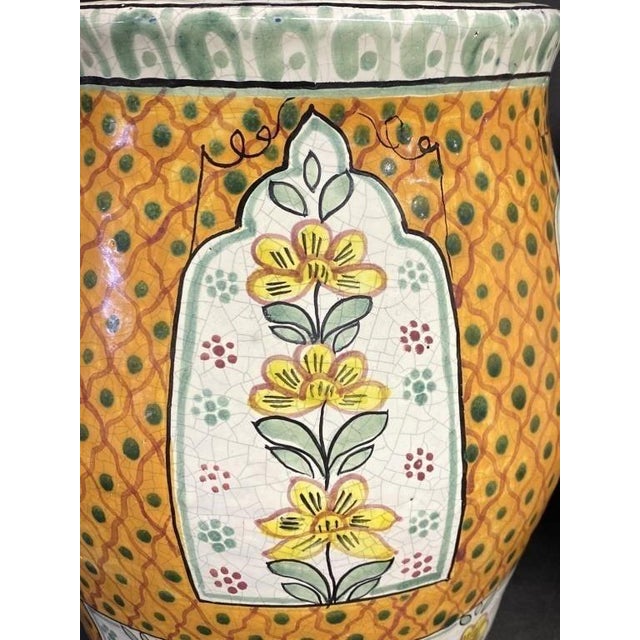 French Large Pair of 1940s Hand Painted Talavera Vases Signed Casa Rossier For Sale - Image 3 of 3