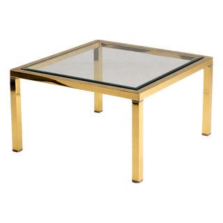 Brass and Glass Coffee Table, Europe, 1970s For Sale