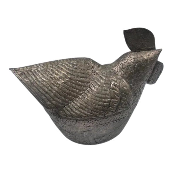 Early 20th Century Silver Betel Nut Chicken Container For Sale