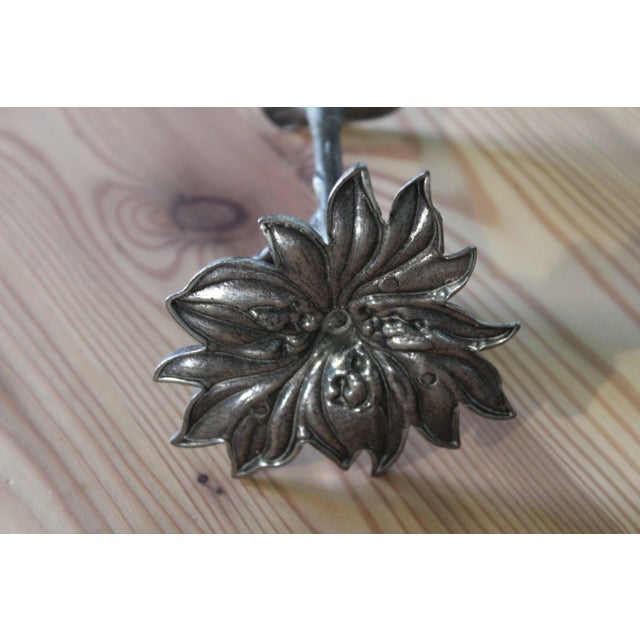 Floral Pewter Candlestick, 1970s For Sale - Image 9 of 10