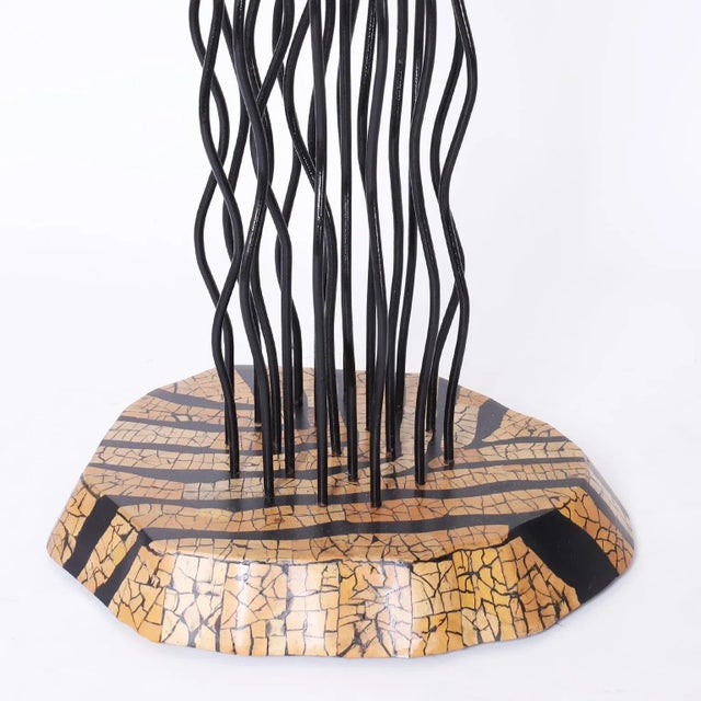 Iron and Coconut Shell Pedestal For Sale In West Palm - Image 6 of 8