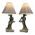 Vintage 1950s Continental Art Lamps With New Shades. 22" Tall. Male & Female Figures - a Pair For Sale