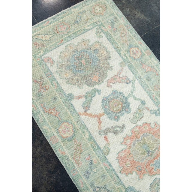Green Turkish Oushak Runner Rug 2'6" x 10' #17454 For Sale - Image 8 of 8