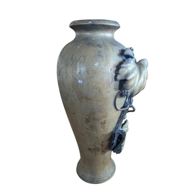 19th Century Meiji Period Japanese Cast Bronze Vase With a Grape Motif For Sale - Image 4 of 6