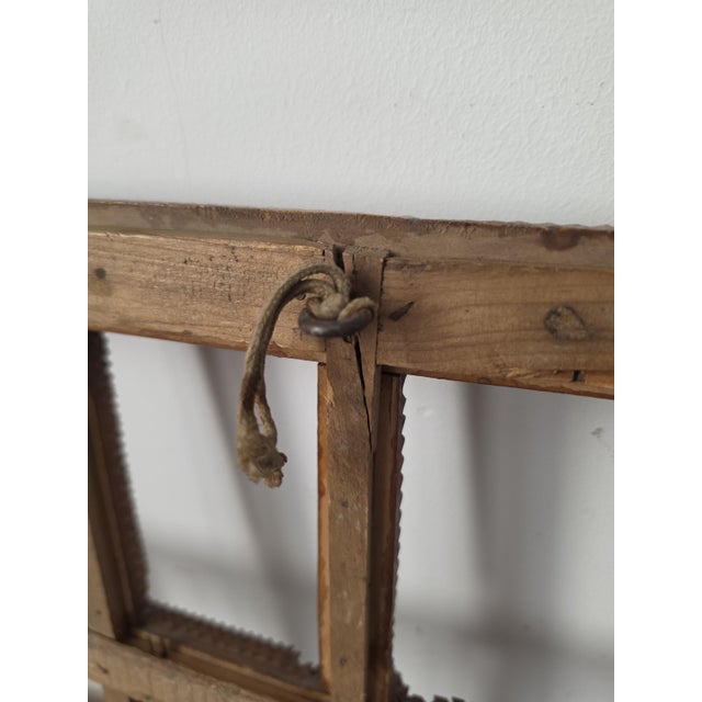 Late 20th Century Antique Tramp Art Photo Frame, Folk Art Wooden Picture Frame, Black Forest Style Cabinet Card Holder, Rustic Wall Display For Sale - Image 5 of 12