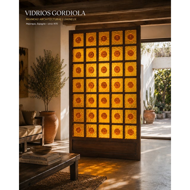 Wood Monumental Architectural Amber Glass Panel by Vidrios Gordiola, Spain, 1970 For Sale - Image 7 of 7