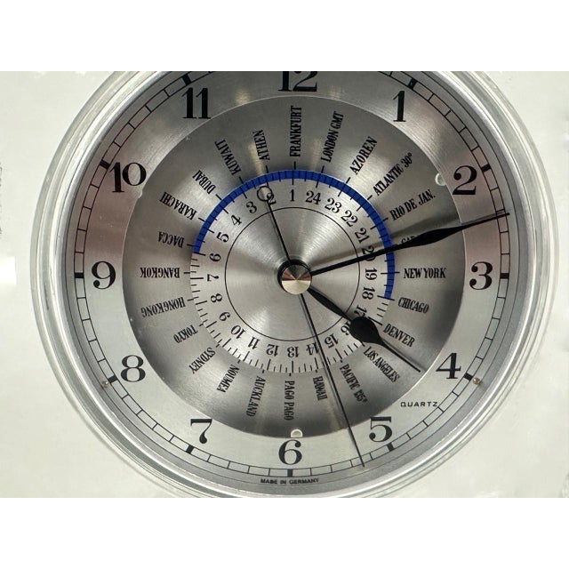 Postmodern Crystal World Time Table Clock by Rastal for Wiesenthal, 1980s For Sale - Image 11 of 13