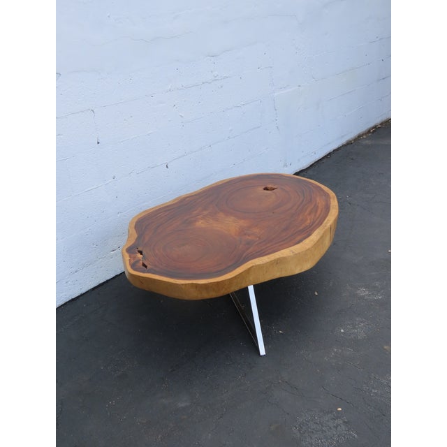 Rustic Natural Live Edge Wood Tree Slice Side Large Coffee Table 6891 For Sale - Image 11 of 18