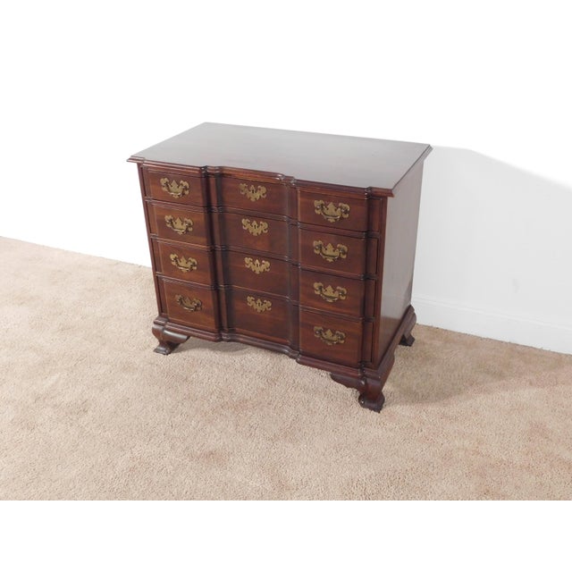 Brown Ethan Allen Dark Cherry Goddard Style Chippendale Dresser Chest Nightstand For Sale - Image 8 of 15