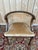 Louis XVI Style Barrel-Shaped Wood, Velvet, Brass Desk Chair with Ram's Heads, 1890s For Sale - Image 6 of 8