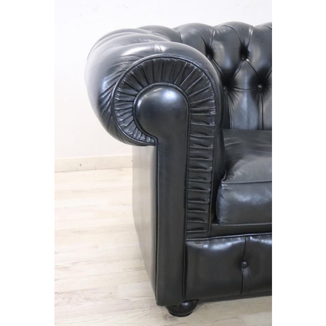 Set of Sofa and Armchair in Black Leather, 1980s For Sale - Image 10 of 16