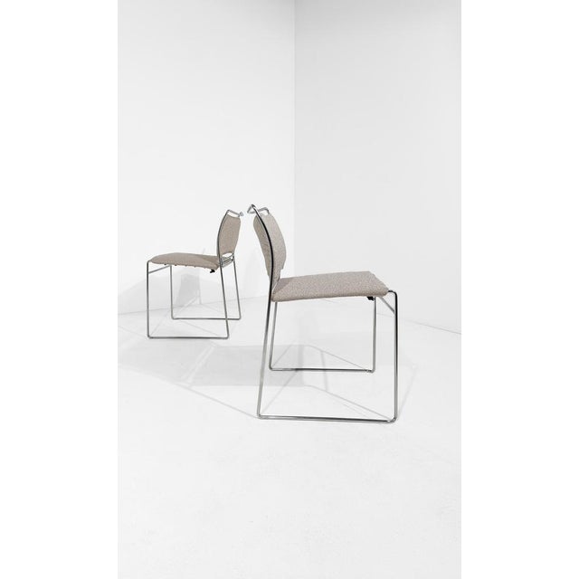 Stackable Chrome Chairs with Ecru Bouclé Seats by Kazhide Takahama for Simon Gavina, 1970s, Set of 8 For Sale - Image 6 of 18