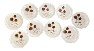 Ceramic Plates with Thistle Motifs, France, 1970s, Set of 9