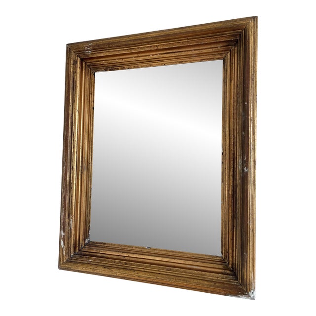 Antique French Giltwood Wall Mirror in Gold For Sale
