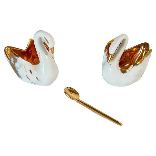 Salt and Pepper Shaker in Ceramic with Spoon from Limoges, France, 1960s, Set of 3 For Sale - Image 11 of 11