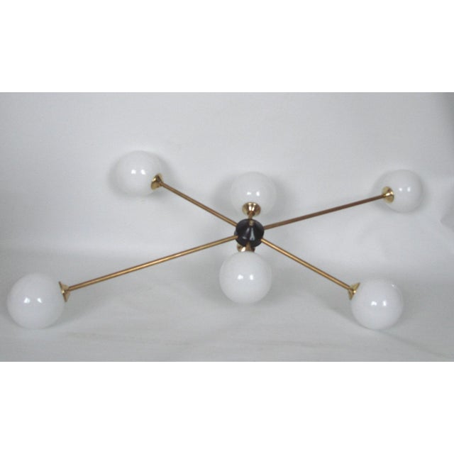 Mid-Century Modern Vintage Chandelier in Brass and Glass from Stilnovo, 1960s For Sale - Image 3 of 8