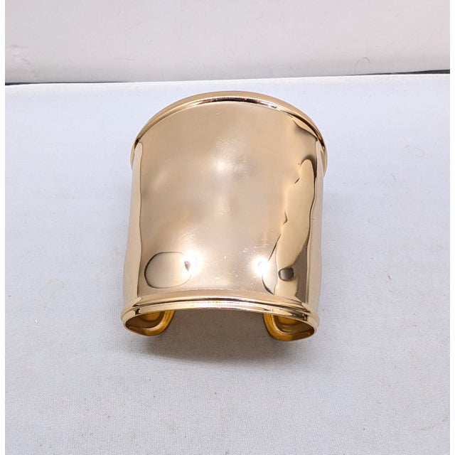 Vintage 1977 Signed Napier Ad Piece Goldtone Wide Wavy Cuff Bracelet For Sale - Image 10 of 11