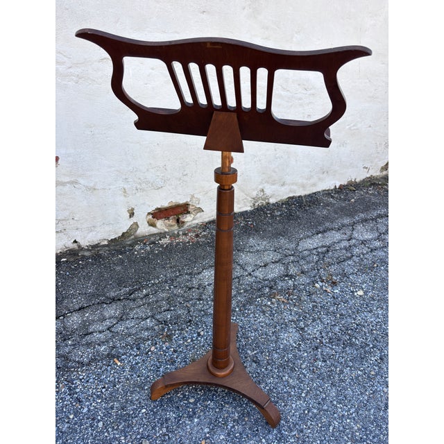 Traditional Vintage Wooden Adjustable Lyre Music Stand With Tripod Base For Sale - Image 3 of 4