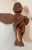 Brown Antique 1800's Hand Carved Wood Religious Winged Cherub Cupid Sculpture Statue For Sale - Image 8 of 15
