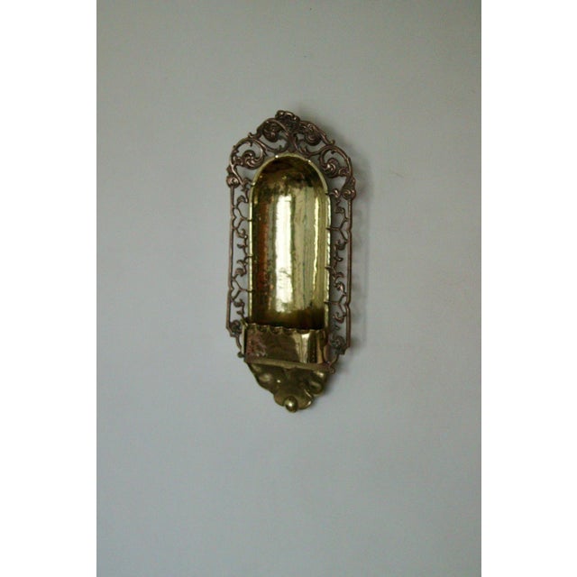 Metal Antique Swedish Arts & Craft Copper & Brass Sconces, Set of 2 For Sale - Image 7 of 16