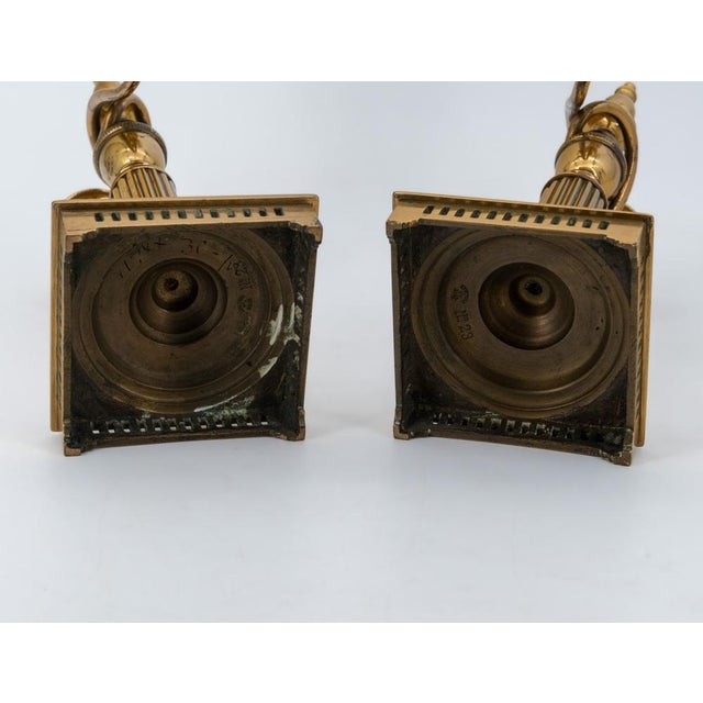 Gold Antique Swedish Brass Candlesticks Skultuna Bruk No. 23, 1890s, Set of 2 For Sale - Image 8 of 14