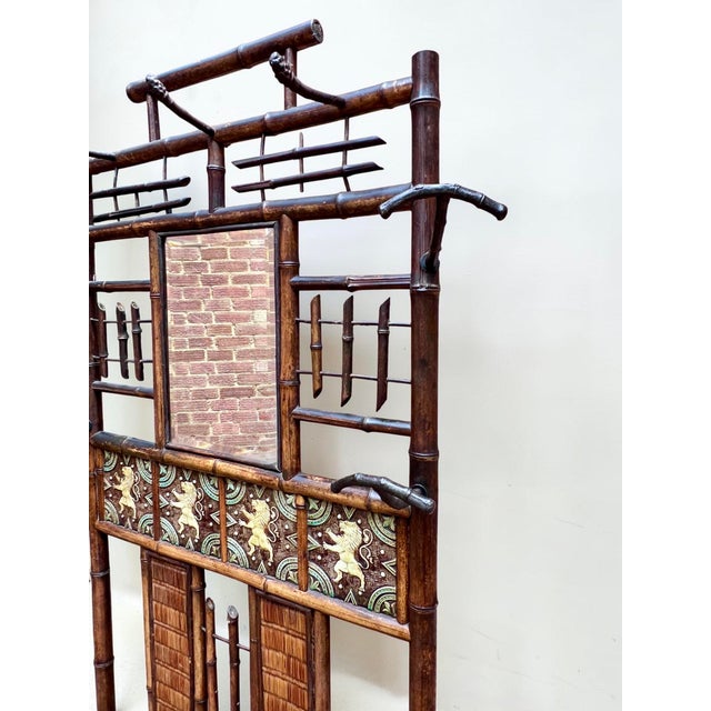 Victorian Bamboo Coat Stand with Mirror and Umbrella Stand, 1890s For Sale - Image 5 of 11