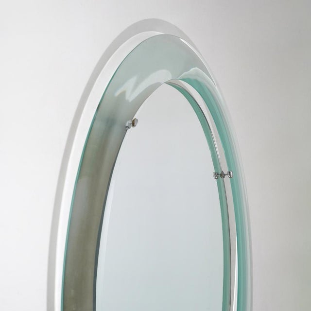 Wall Mirror with Curved Glass Frame by Metalvetro, 1970s For Sale - Image 6 of 12